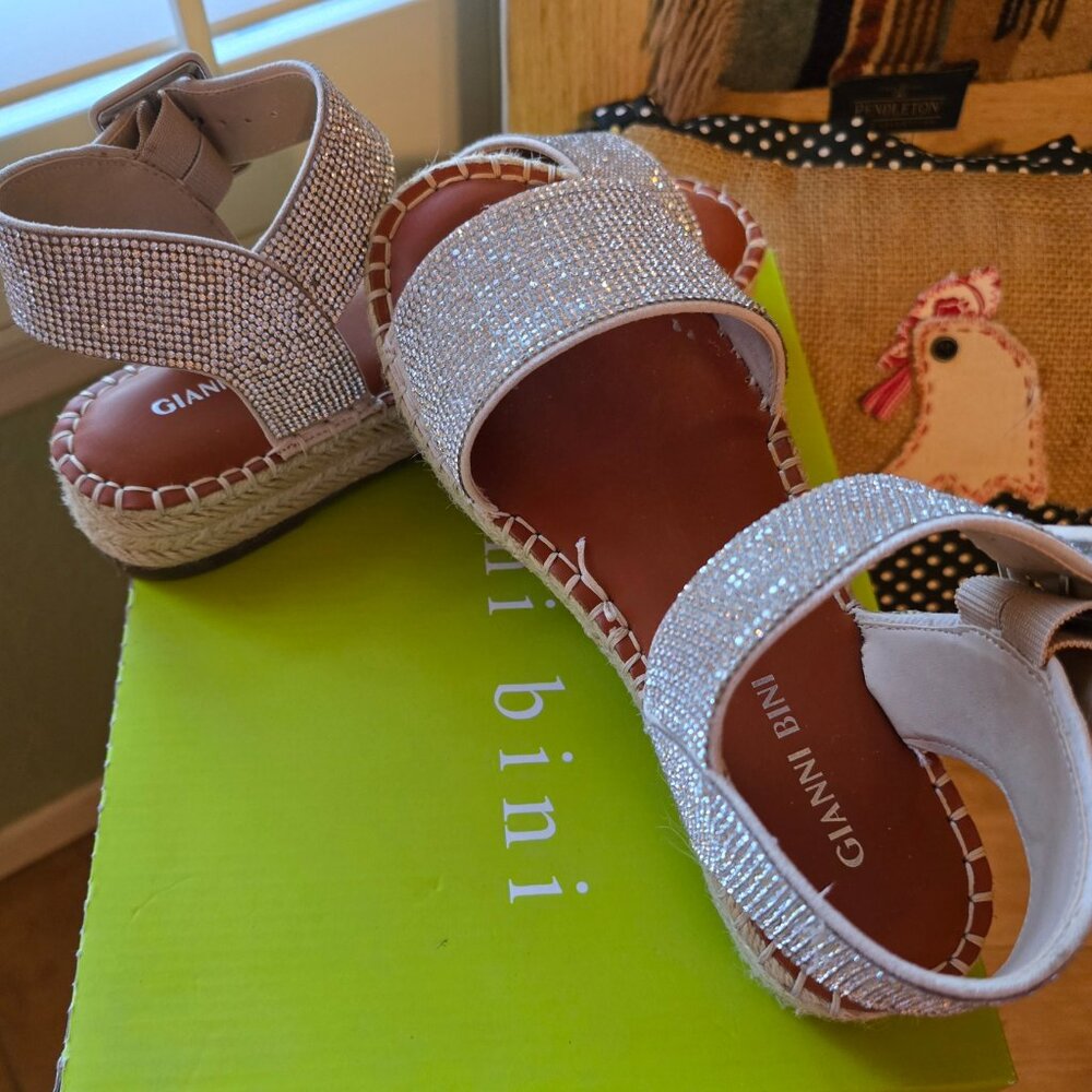 Gianni Bini Silver Rhinestone Espadrilles - Picture 7 of 9